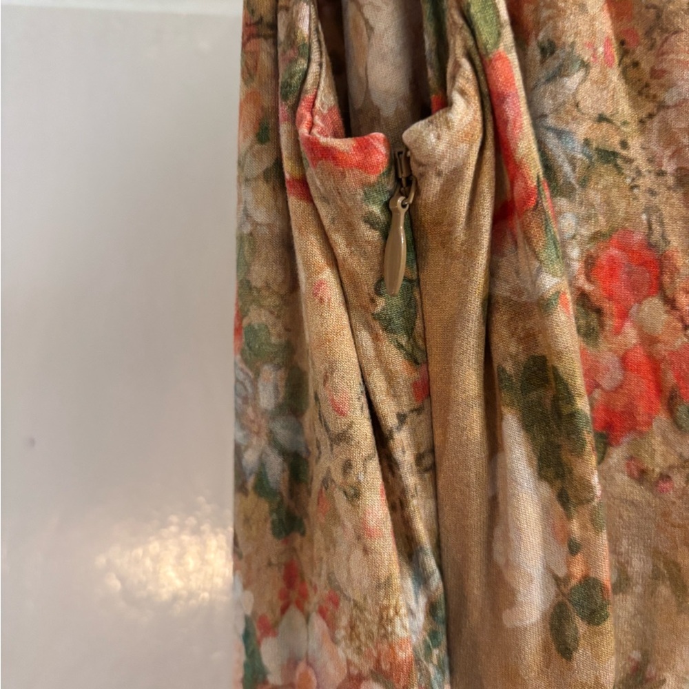 Peruvian Connection Floral Maxi Dress - Beige and Red Boho Cottagecore, Sz 6 - Picture 7 of 8